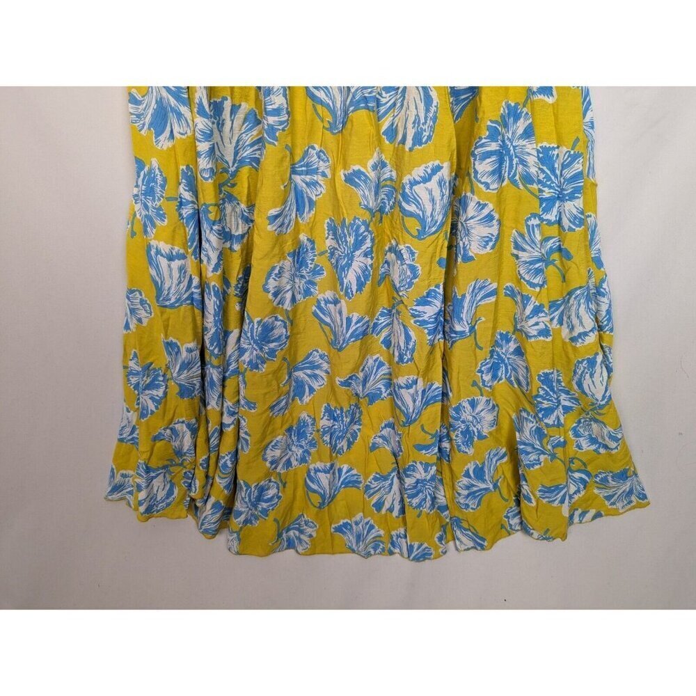 Lulus L Love Boldly Yellow Floral Print Strapless Maxi Dress High Slit Tropical - Picture 12 of 15
